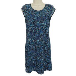 Free People Women Medium Blue Stretch Lace Overlay Keyhole Back Sleeveless Dress